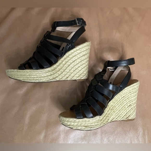 Marc Fisher Espadrille Platform Wedge Sandal - Size 7 -Black - Picture 3 of 14